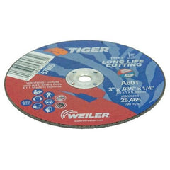 Weiler 57065 Tiger AO Cutting Wheel 3 x 0.035 inches 1/4 Arbor A60T Type 1