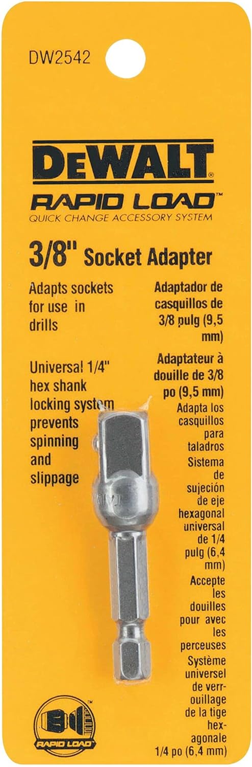 Dewalt DW2542 1/4-Inch Hex Drive to 3/8-Inch Socket Adapter Silver