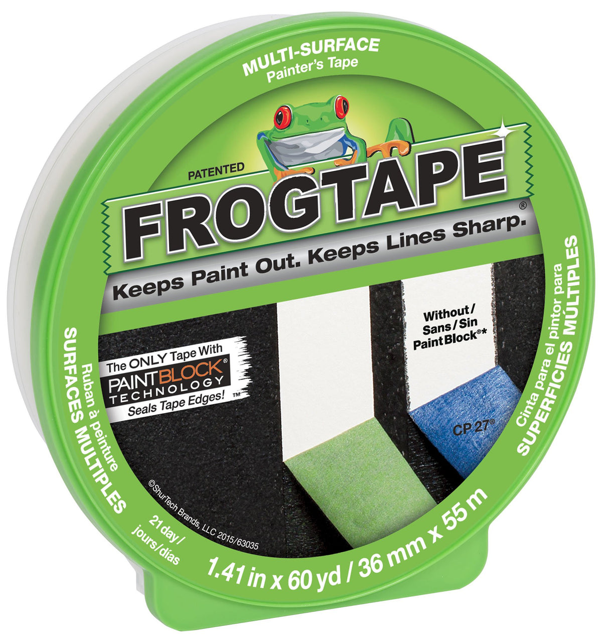 FrogTape 127624 CF 120 Multi-Surface Painter's Tape with PaintBlock, 24mm x 55m, Green