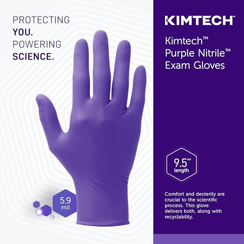 KIMBERLY-CLARK Kimtech 55084 Purple Nitrile Exam Gloves, Powder-Free, 9.5 inches, X-Large, Box of 90