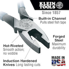 Klein Tools J2000-9NETP Lineman’s Pliers Fish Tape Pulling 9-Inch