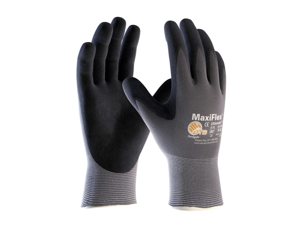 PIP 34-874/XS MaxiFlex Ultimate Nitrile Coated Micro-Foam Grip Gloves X-Small Black/Gray