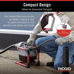 RIDGID 66497 K-60SP-SE 120-Volt Compact Sectional Drain Cleaning Machine Kit with 7/8 x 75 Cable and Attachments