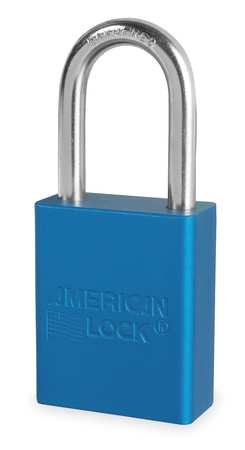 American Lock A1106BLU Blue Anodized Aluminum Safety Padlock 1-1/2in Wide with 1-1/2in Tall Shackle