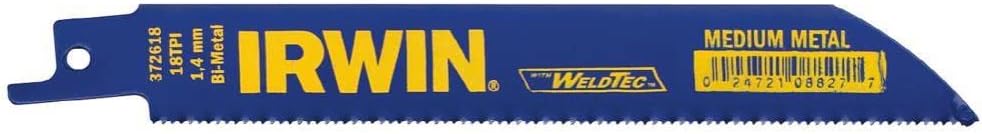 Irwin 372618B Metal Cutting Reciprocating Saw Blade 6 Inch 18 TPI 25 Pack