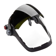 Jackson Safety 14233 QUAD500 Face Shield with Shade 8 IR Flip Visor, Ratcheting, Clear Tint, Anti-Fog, Black