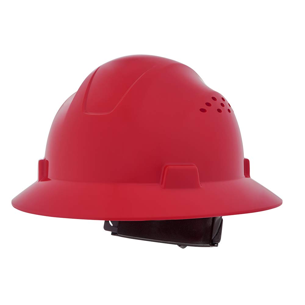 Jackson Safety 20824 Advantage Series Full Brim Vented Hard Hat 4-Point Rapid Dial Suspension Red