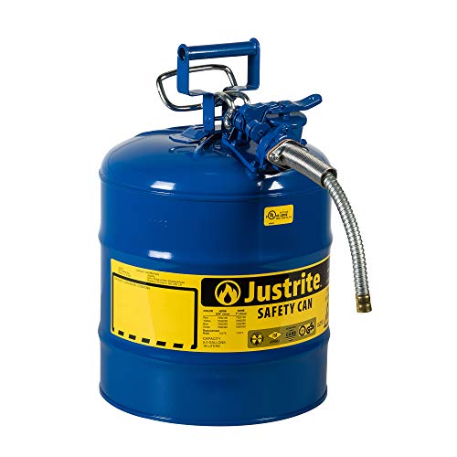 Justrite 7250330 AccuFlow 5 Gallon Blue Steel Type II Safety Can For Kerosene