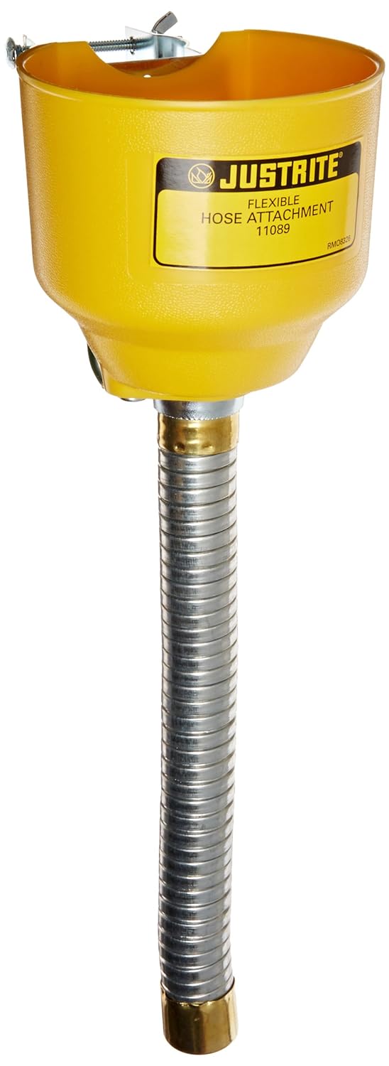 Justrite 11089 Bolt-On Funnel with Galvanized Hose For Steel Can 1 OD x 14 Length