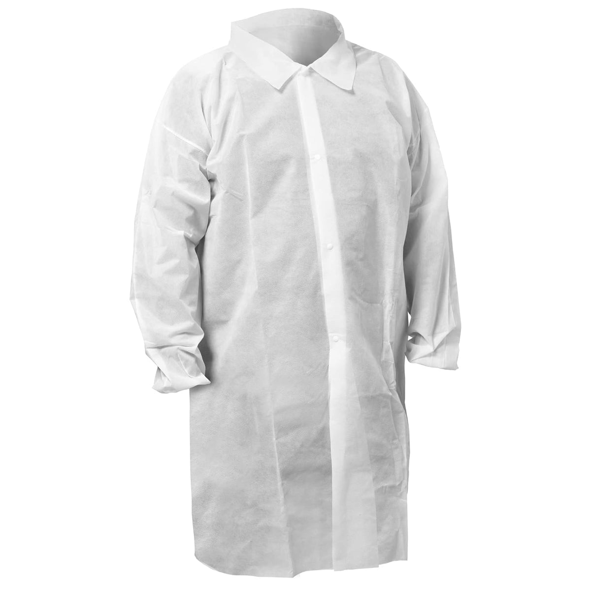 KleenGuard 67315 KGA10 Lightweight Labcoat for Non-Hazardous Particulate Protection, 4-Snap Closure, Elastic Wrists, No Pockets, White, Large (Qty 50)