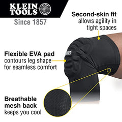 Klein Tools 60492 Knee Pads Lightweight Padded Knee Sleeves Black M/L