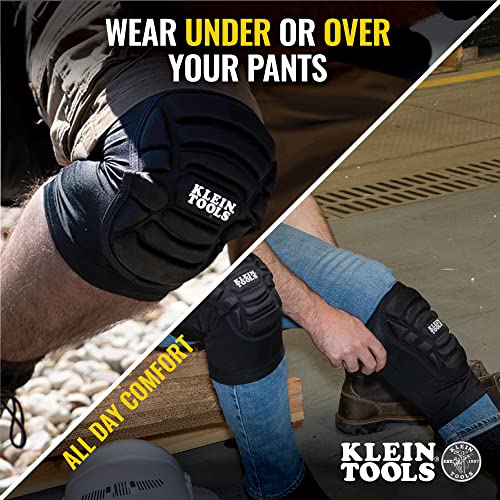 Klein Tools 60492 Knee Pads Lightweight Padded Knee Sleeves Black M/L