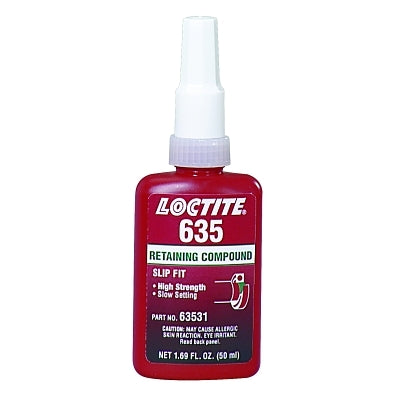 Loctite 135516 635 Retaining Compound High Strength Slow Cure 50 mL Bottle Green 4,000 psi