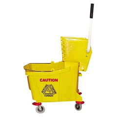 Magnolia Brush 6035-3 Plastic Mop Bucket Combo with Wringer 35qt Capacity 3 Ball Bearing Casters Yellow