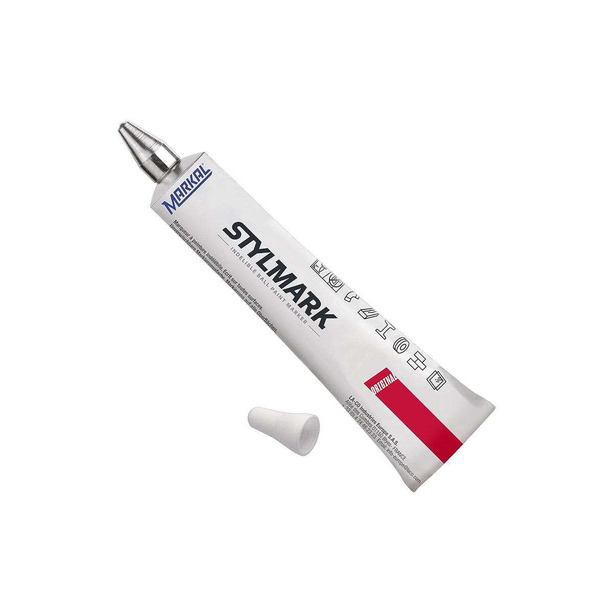 Markal 96652 StylMark White Tube Marker for Rough, Oily, and Wet Surfaces