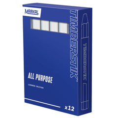 Markal 80350 Timberstik All Purpose Lumber Crayon Wax Based 1/2 Hex x 4-5/8 Length Weather and Fade Resistant White 12 Pack