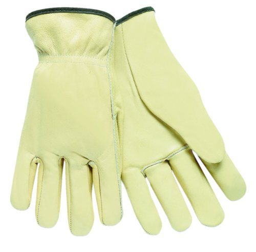 MCR Safety 3201XL General Purpose Gloves Driver Gunn Cut Standard Finger Straight Thumb Style XL Grain Cowhide Leather Palm