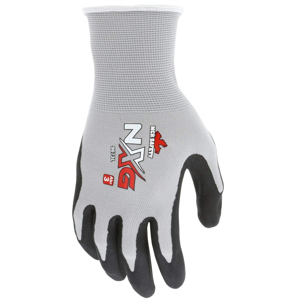 MCR Safety 9673M NXG Work Gloves Medium Gray Black Nitrile Foam Coated Palm 12 Pair