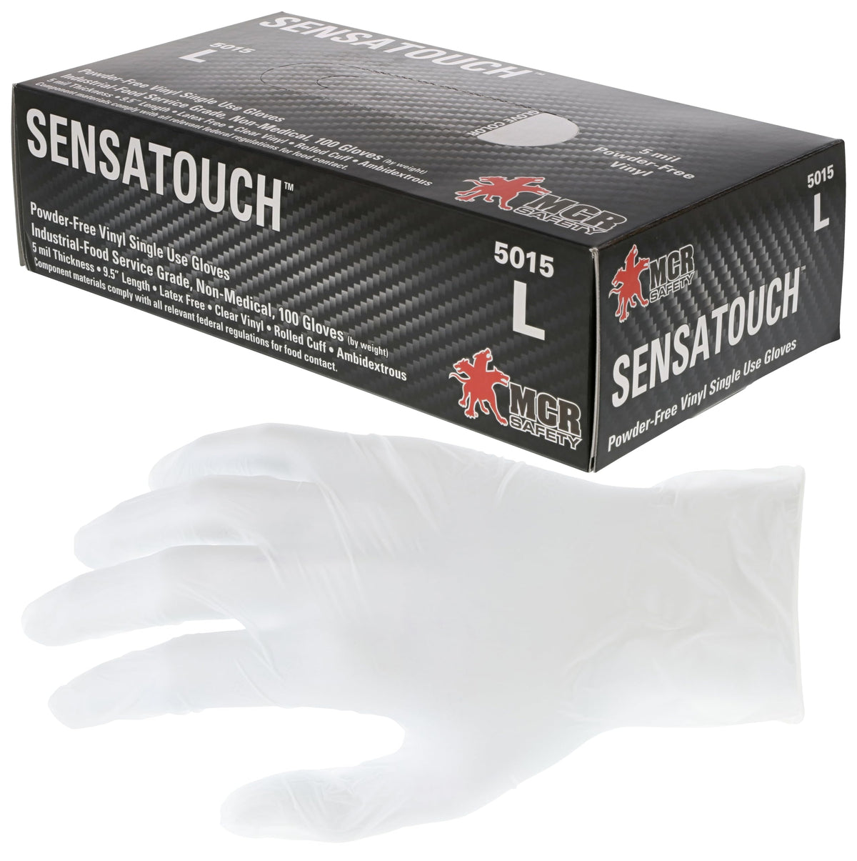 MCR Safety 5015XL SensaGuard Vinyl Disposable Industrial Food Service Grade Powderfree Gloves XL