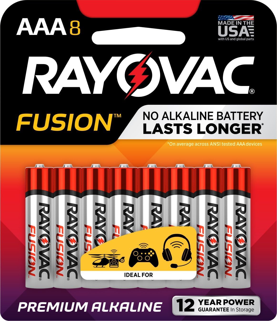 Rayovac 824-8TFUSK AAA Batteries Fusion Premium Alkaline 8 Pack