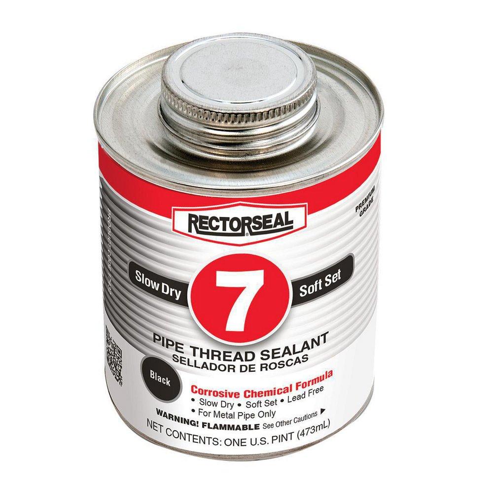 Rectorseal 17432 No. 7 Pipe Thread Sealant, 1 Pint Brush Top Can, Black