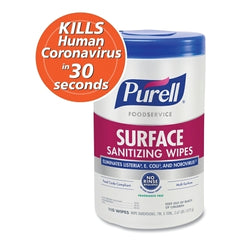 Purell 9341-06 Foodservice Surface Sanitizing Wipes, 110 Count Canister Pack of 6