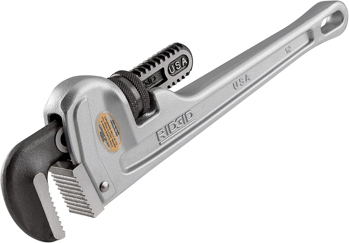 Ridgid 47057 Aluminum Straight Pipe Wrench 12 inches 2 inch Jaw Capacity