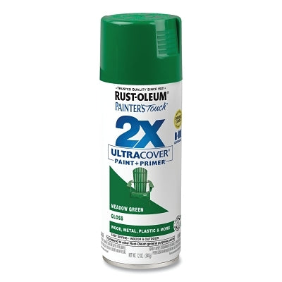 Rust-Oleum 334039 Painter's Touch 2X Ultra Cover Gloss Spray Paints + Primer, 12 oz, Aerosol Can, Meadow Green