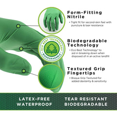 SHOWA 6110PFS Biodegradable Nitrile Powder-Free Disposable Safety Glove 4 mil Thick 9.5 Inches Small 100 Pack