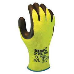 Showa S-TEX300XL-10 Rubber Palm-Coated Gloves X-Large Black Hi-Viz Yellow