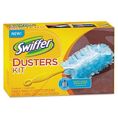 Swiffer 11804 Dusters Starter Kit Dust Lock Fiber 6 Handle Blue Yellow 6/carton