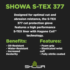 SHOWA S-TEX377XXL-10 Cut and Liquid Resistant Safety Glove, Blue, XX-Large