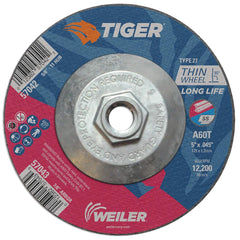 Weiler 57042 Type 27 Cutting Wheel 5 x 0.045 x 5/8-11 Hub A60T Pack of 10