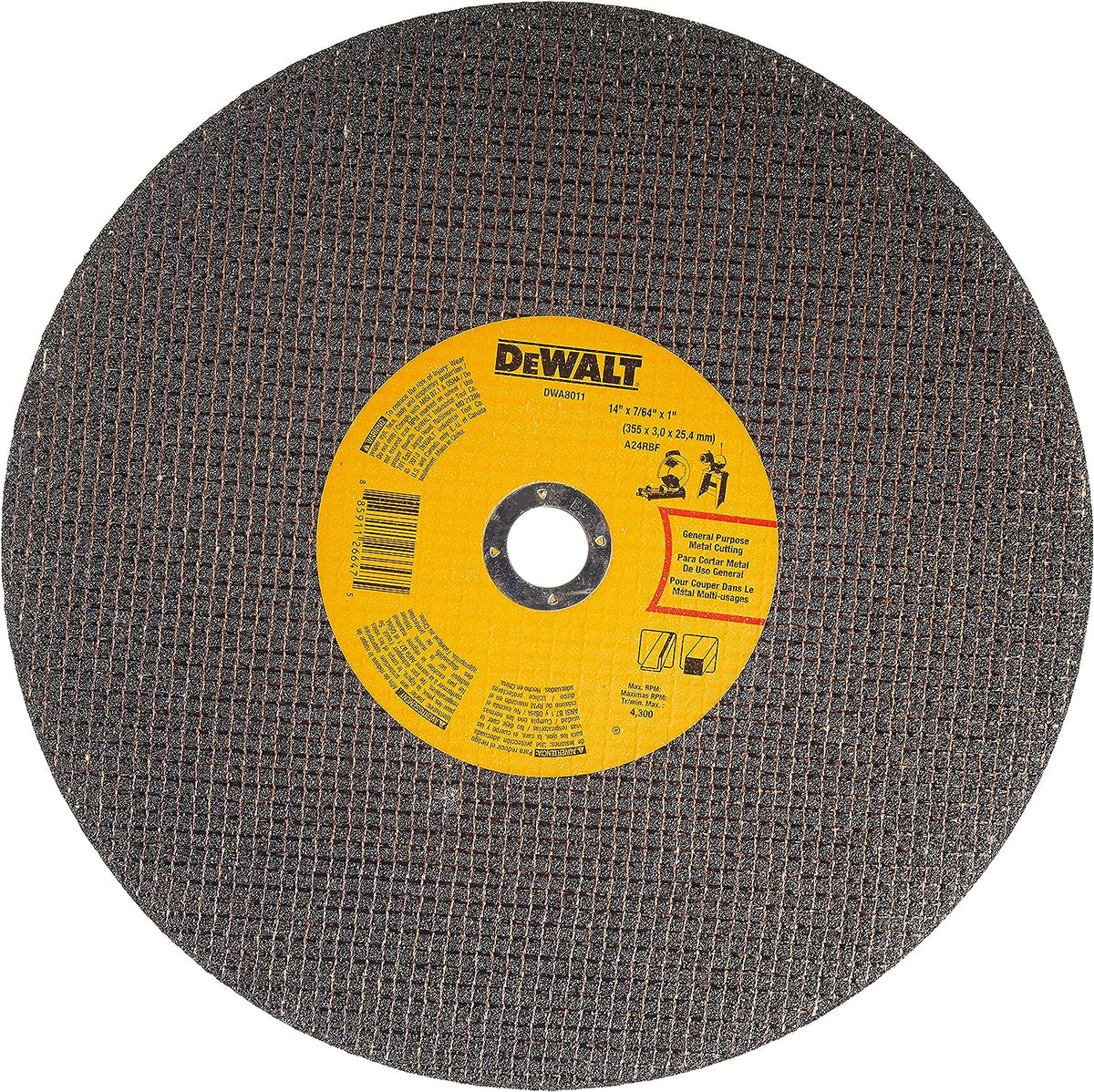 DeWalt DWA8011 Chop Saw Wheel General Purpose 14-Inch x 7/64-Inch x 1-Inch