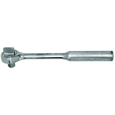 Wright Tool 4433 1/2 Inch Drive Ratchets Round 10 1/4 Inch Chrome Knurled Handle Raised Cap