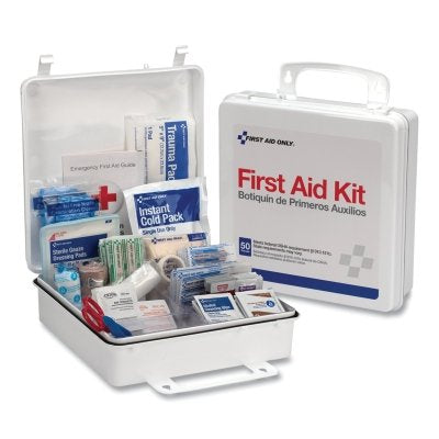 First Aid Only 6088 50 Person ANSI First Aid Kit Weatherproof Plastic Case Wall Mount Carry Handle