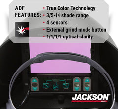 Jackson Safety 46250 TRANSLIGHT 555+ Auto Darkening Welding Helmet 3.86 x 3.23 Viewing Area