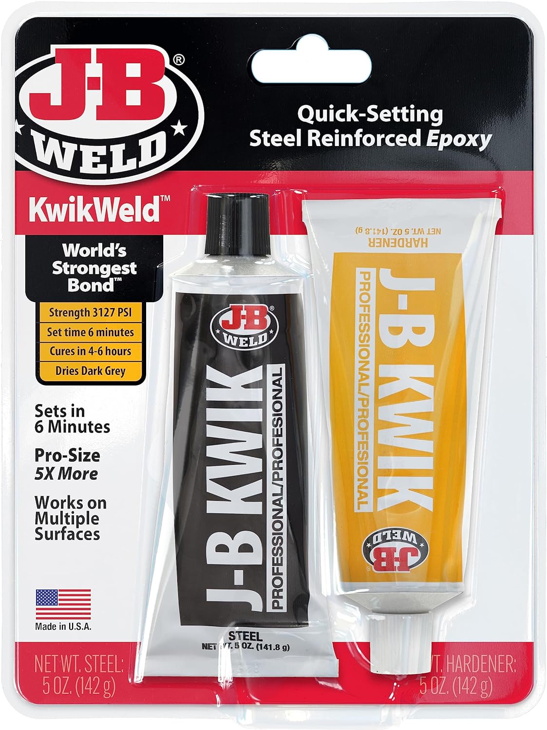 J-B Weld 8271 KwikWeld Professional Size Steel Reinforced Epoxy Twin Pack - 10 oz