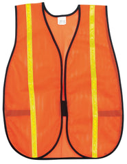 MCR Safety V211R Polyester Mesh General Purpose Safety Vest with 3/4-Inch Lime Reflective Stripe, Fluorescent Orange