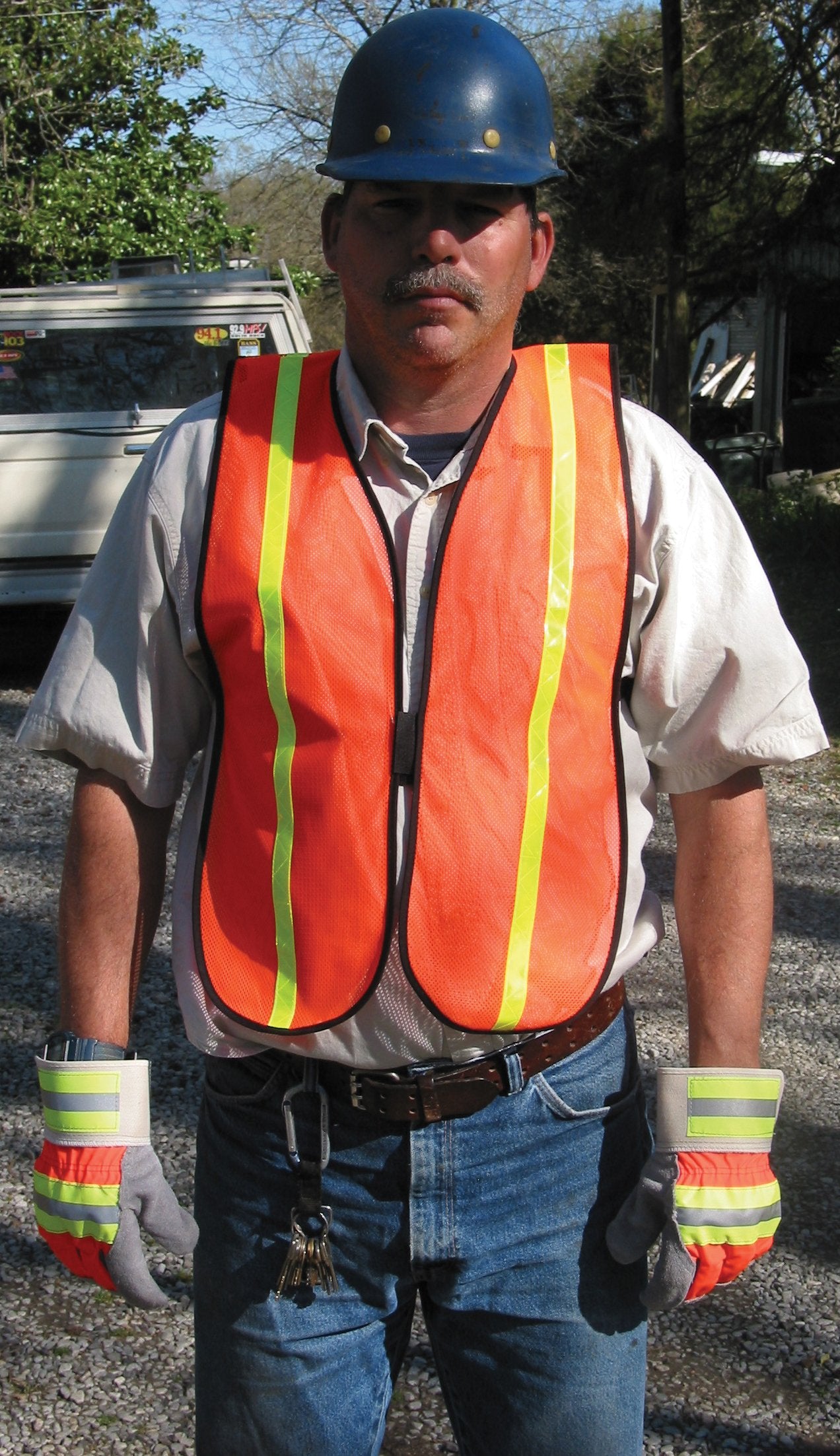 MCR Safety V211R Polyester Mesh General Purpose Safety Vest with 3/4-Inch Lime Reflective Stripe, Fluorescent Orange