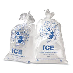 Pitt Plastics IC1221-TT Ice Bag 12 in x 21 in Natural with Blue Print Includes Twist Ties