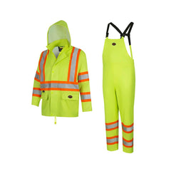 Pioneer V1080160U-M High Visibility Lightweight Waterproof Safety Rain Suit Yellow Green Medium