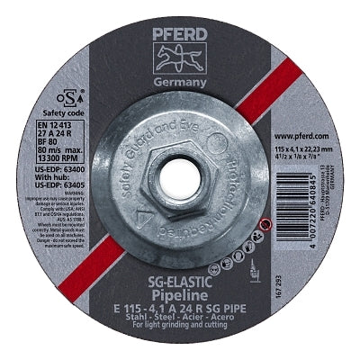 Pferd 63405 Pipeline Wheel 4-1/2 in Diameter 1/8 in Thickness 5/8-11 Thread