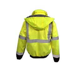 Radians SJ11QB-3ZGS-XL High Visibility Weatherproof Bomber Jacket with Quilted Built-in Liner, Hi-Vis Green, Black Bottom, XL