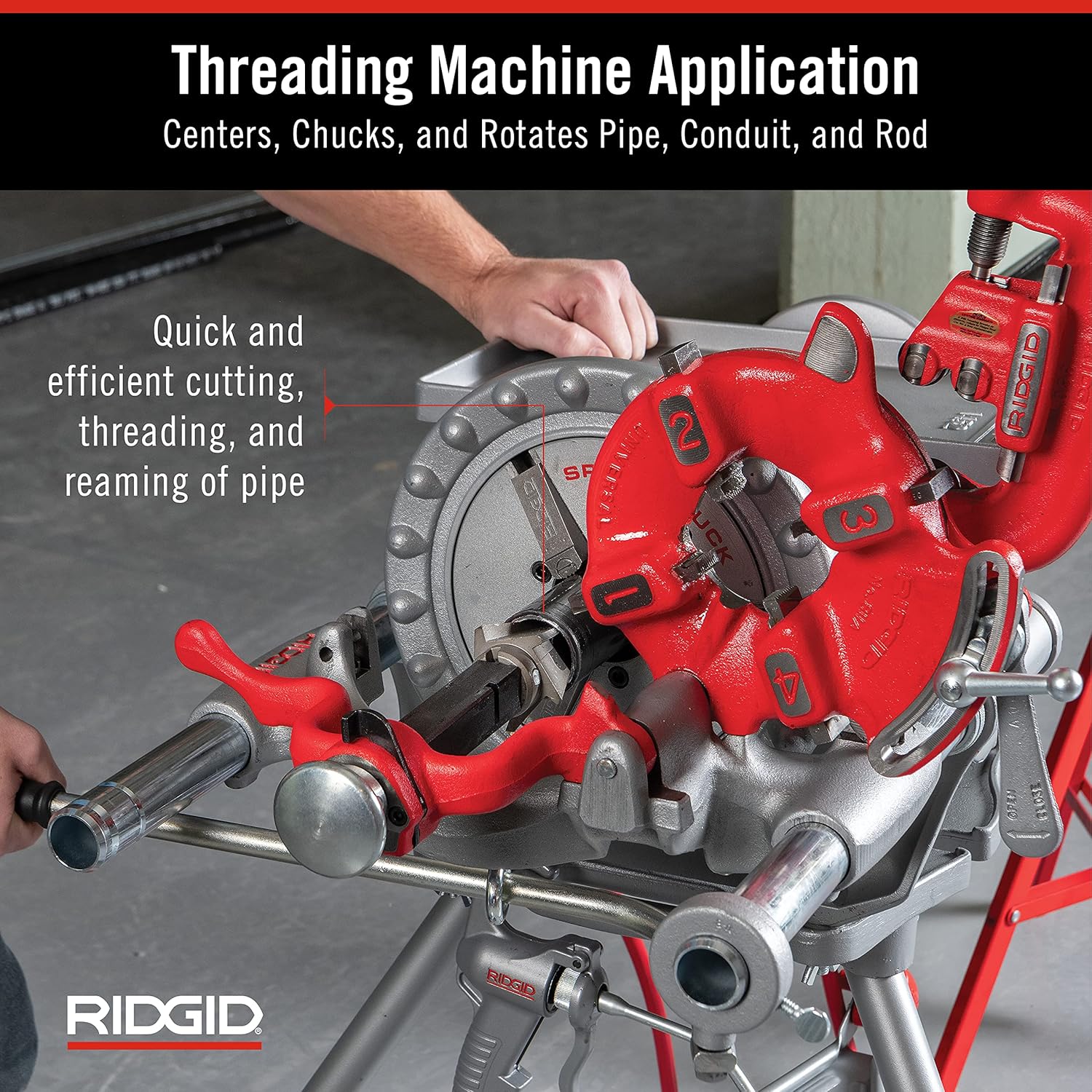 Ridgid 15682 Model 300 Power Drive Complete, 38 RPM Pipe Threading Machine, Alloy Threading Die Heads, Oiler