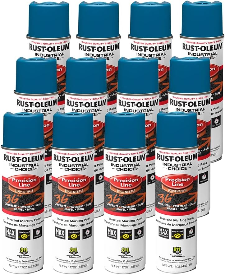 Rust-Oleum 203022V Industrial Solvent Based Marking Spray Paint 17 Oz 12 Pack