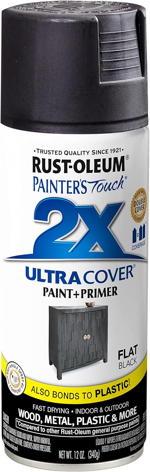 Rust-Oleum 334020 Painter's Touch 2X Ultra Cover Spray Paint 12 oz Flat Black