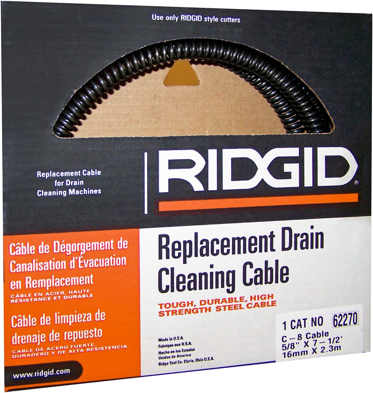 RIDGID 62270 Sink Sectional Cables 5/8 Inch x 7.5 Foot