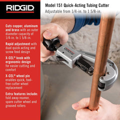 Ridgid 31632 Model 151 Quick-Acting Tubing Cutter 1/4 - 1-5/8 Cutting Capacity