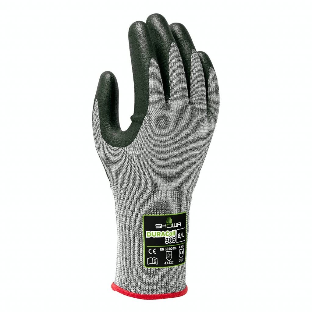 Showa 386XL-09 Foam Nitrile Palm Coated Cut Resistant Safety Glove with HPPE Liner 13-Gauge X-Large (12 Pair)